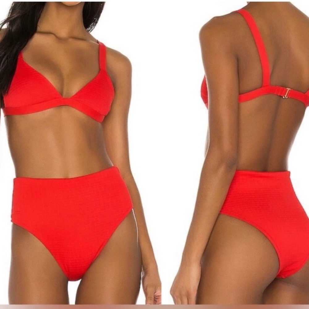 Vitamin A Cheryl Bikini Top/Sierra High Waist California Cut Bottoms Red…